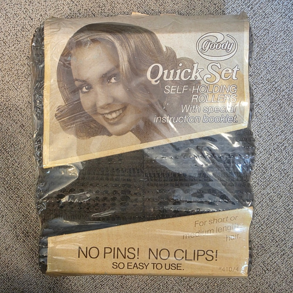 Goody Quick Set Self-Holding Hair‎ Rollers Vintage 10 jumbo No Pins No Clips New
